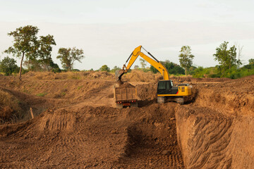 Fototapeta na wymiar excavator on a site