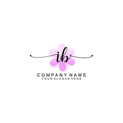 IB Initials handwritten minimalistic logo template vector