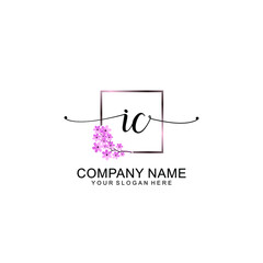 IC Initials handwritten minimalistic logo template vector