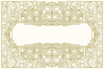 Decorative monochrome ornate retro design blank card