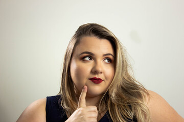 Brazilian Blonde Fat Girl Isolated on White Background