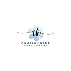 IK Initials handwritten minimalistic logo template vector