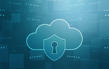 2d illustration technology cyber security in shield
