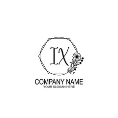 IX Initials handwritten minimalistic logo template vector