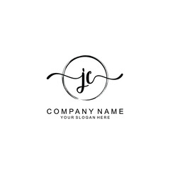 JC Initials handwritten minimalistic logo template vector