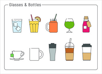 A collection of various drink cups. hand drawn style vector design illustrations. 