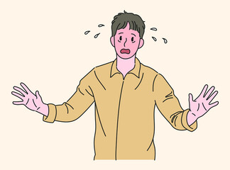 A man has an embarrassing expression. hand drawn style vector design illustrations. 