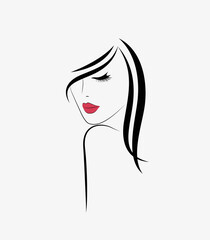 Logo of the beautiful  woman with long hair