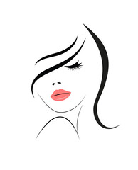 Logo of the beautiful  woman with long hair