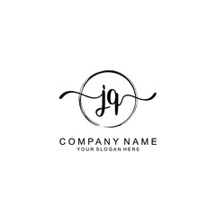 JQ Initials handwritten minimalistic logo template vector