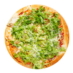 Isolated caesar neopolitan pizza on the white background