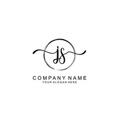 JS Initials handwritten minimalistic logo template vector