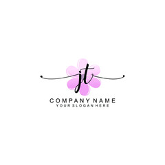 JT Initials handwritten minimalistic logo template vector