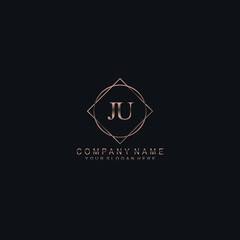 JU Initials handwritten minimalistic logo template vector