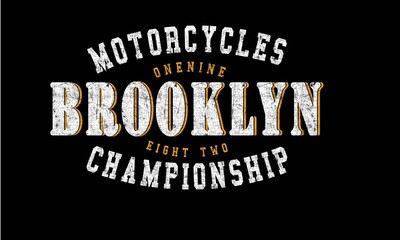 Motorcycle Brooklyn college style textile print design for tee-7