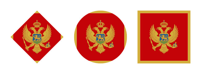montenegro flag icon set. isolated on white background	