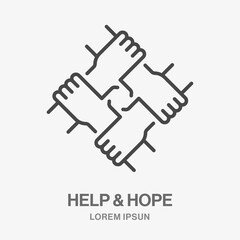 Partnership line icon. Vector illustration. Symbol of friendship, support, teamwork.