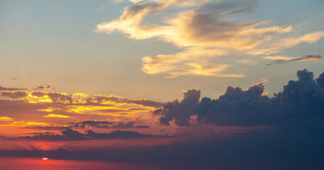 Sky with clouds at sunset.