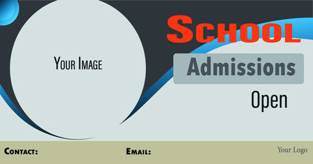 School admissions poster, shapes, dark and cool colors 