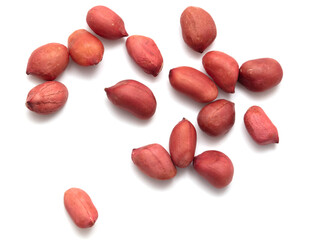 Peanut nuts isolated on white background.