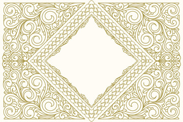 Decorative monochrome ornate retro design blank card