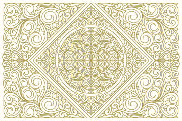 Decorative monochrome ornate retro design blank card