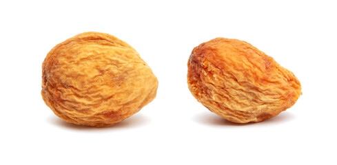 Dried apricots isolated on a white background.