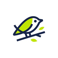 bird leaf monoline logo vector icon illustration
