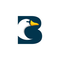 Letter B Goose Logo Design Template Inspiration, Swan Vector, Initial Logo.