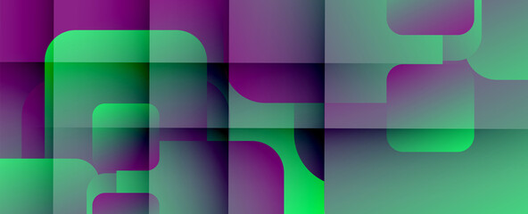 Square shapes composition geometric abstract background. 3D shadow effects and fluid gradients. Modern overlapping forms