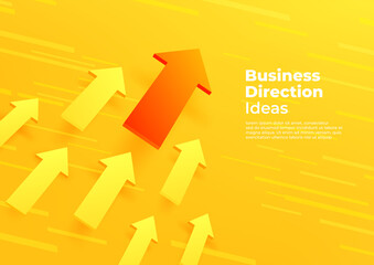 Business direction ideas. Red arrow up to growth success banner template.