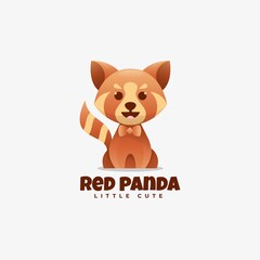 Vector Logo Illustration Red Panda Gradient Colorful Style.