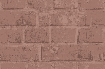 Obraz premium Seamless pattern with old brown brick wall in the grunge style. Vector texture with shabby brickwork. Repeating background suitable for wallpaper, wrapping paper, fabric, textiles