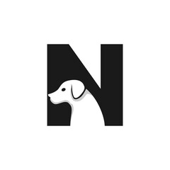 Letter N Dog Logo Design Template Inspiration, Dog Vector, Initial Logo.