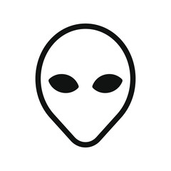 Alien head vector icon. Humanoid face symbol. Extraterrestrial logo. Ufo and sci-fi character illustration image.