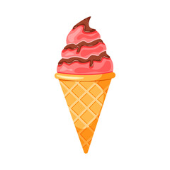 Ice cream flat icon. Ice cream isolated on white background.