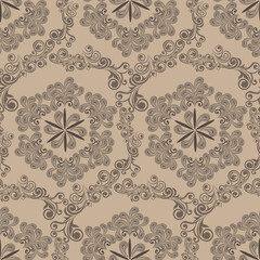 Mandala pattern, vector. Seamless ornamental pattern.