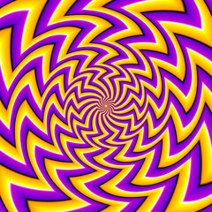 Yellow and purple background. Spin illusion.