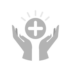 hands icon and medicine icon, vector illustration