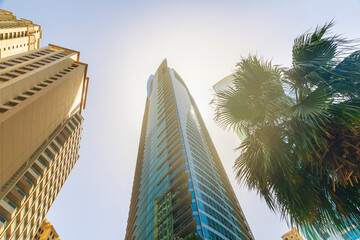 View of the skyscraper from bottom to top