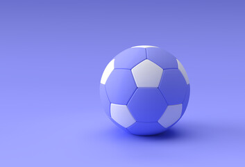 3D Render Football Illustration, Soccer Ball with Blue Background