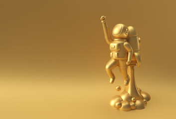 3d Render Spaceman Astronaut Flying with Rocket 3d illustration Design.