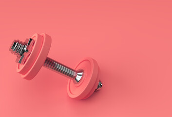 3d Render Dumbbells Set, Realistic Detailed Close Up View Isolated Sport Element of Fitness Dumbbell Design.