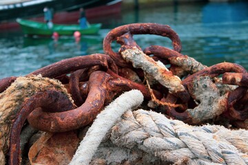 Fishing port detail with small boat