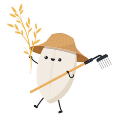 Rice character design. rice vector on white background. rice seed.