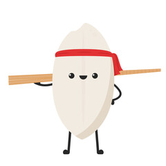 Rice character design. rice vector on white background. rice seed. Chopsticks vector.