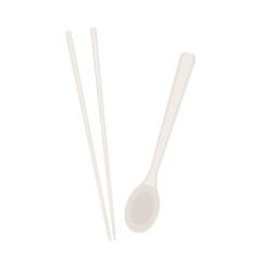 Chopsticks and spoon vector. chopsticks white background. wallpaper. free space for text.