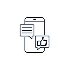 Phone, messages, like. The concept of a positive review, characteristic, recommendation. Vector icon isolated on white background.
