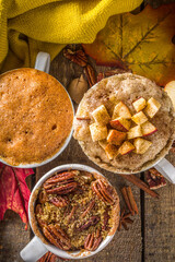Traditional Autumn Cakes in Microwave Mug Pies