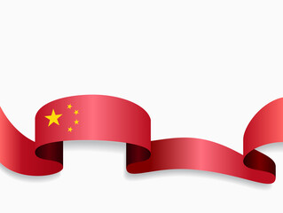 Chinese flag wavy abstract background. Vector illustration.